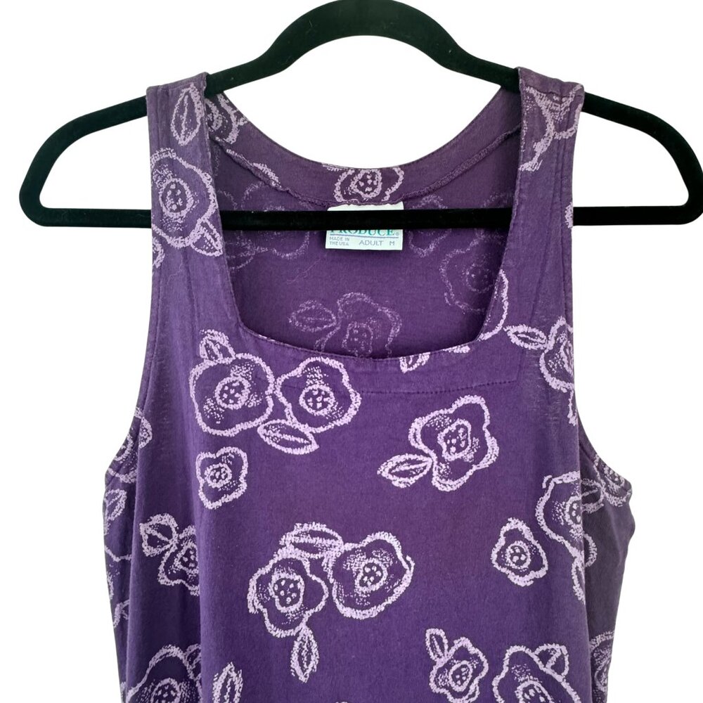 Fresh Produce Purple Floral Cotton Maxi Midi Sundress Side Slit Size Medium - Picture 5 of 7